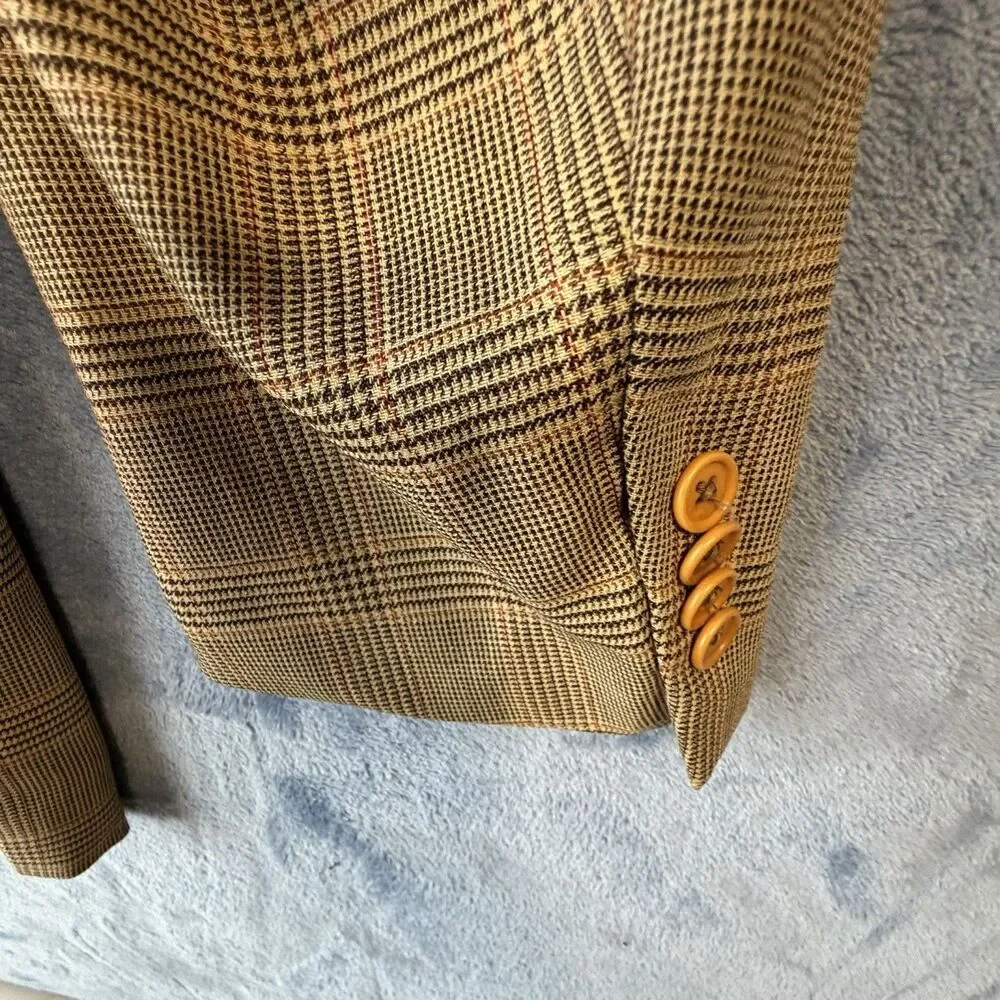 Vintage Santorelli Giorgio3 Mens 40R Wool Blazer Glen Plaid Made Italy 3 Button